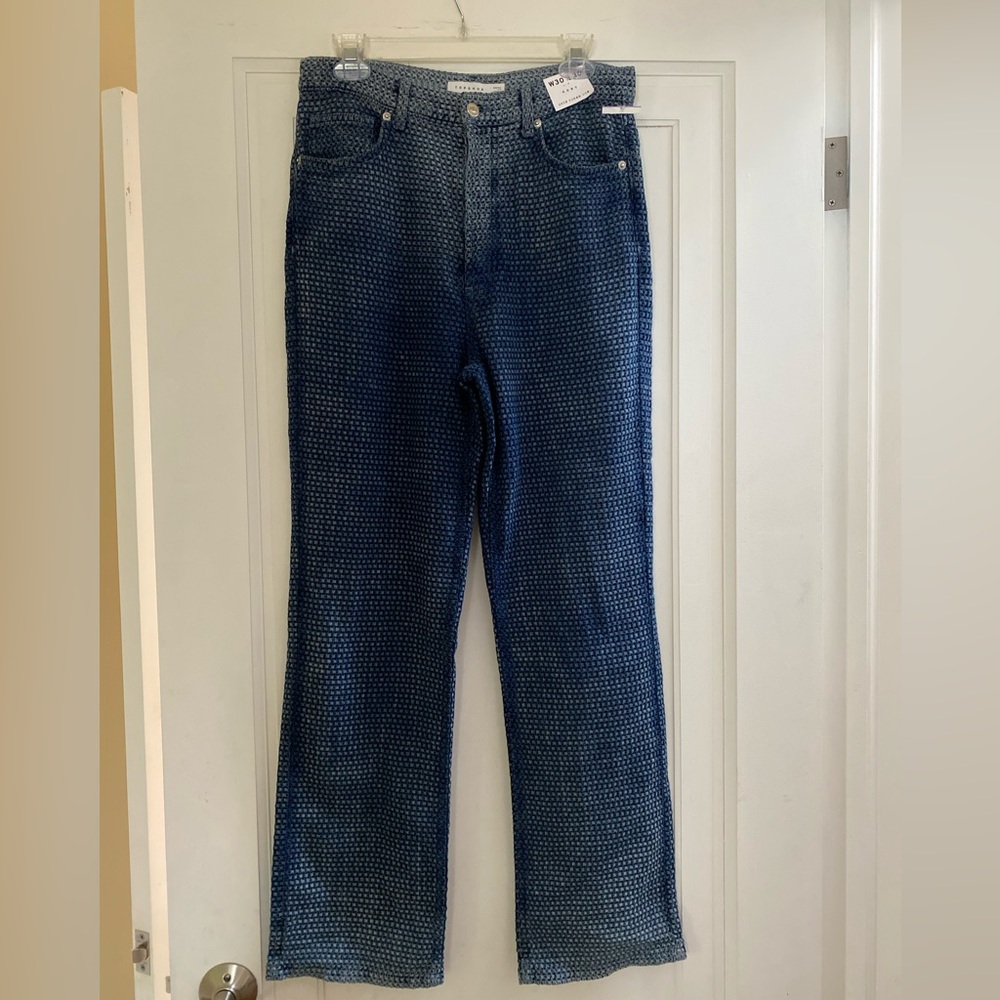 Topshop Kort jeans with basket weave in mid blue - Size 30